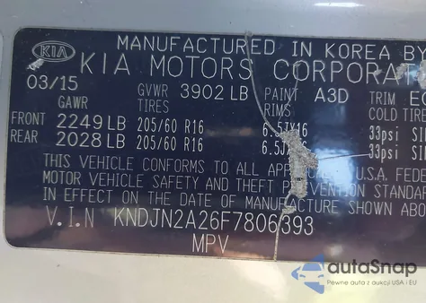 2015 Kia Soul from USA, damaged, VIN KNDJN2A26F7806393